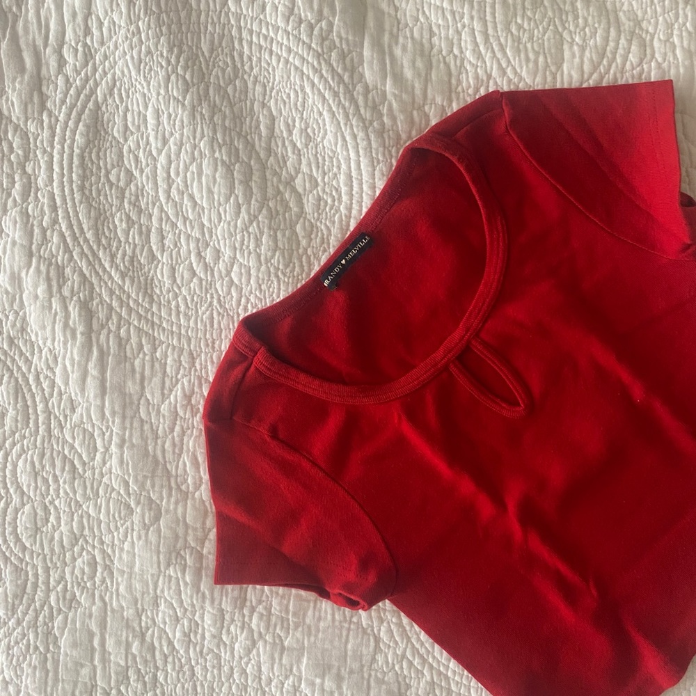 Brandy Melville red crop top with keyhole